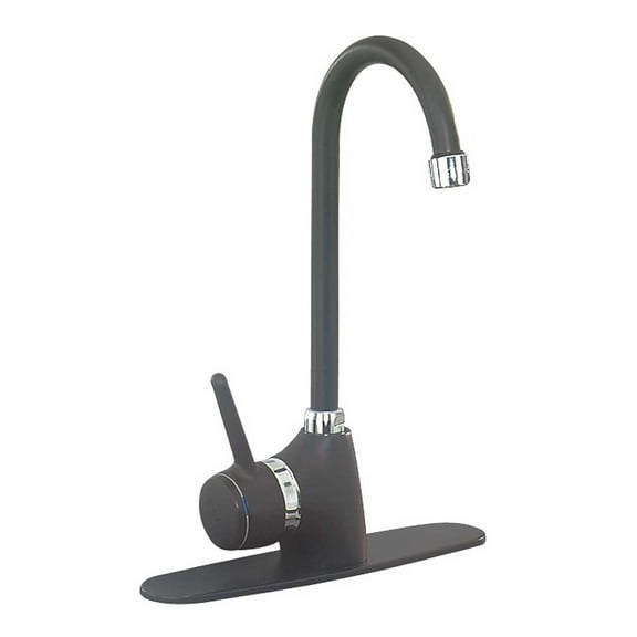 Kitchen Faucet Bathroom Sink Tap Gooseneck Black Chrome Single Hole 1 Handle| Renovators Supply
