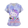 thumbnail image 3 of Uniforme de enfermera kawaii con estampado de Hello Kitty para mujer, blusa de manga corta con bolsillos, uniformes médicos de enfermería, 3 of 5