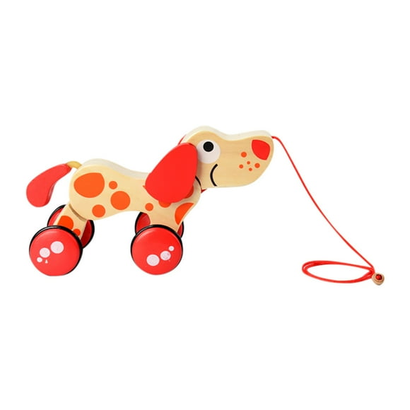 TopLLC Educational Toddler Toys Wooden Pull Along Car Toys For 1 Year Old Dog Push Toy For Toddler Toys Interactive Kids Toys for Age 3+