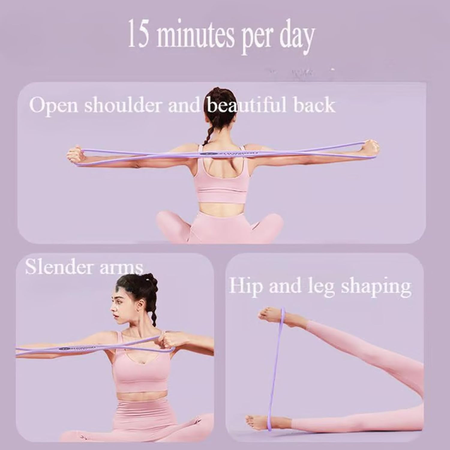 Resistance Bands, Figure 8 Exercise Bands for Women Men, 8 Shaped Resistance Rubber Band with Handlesfor Glutes, Back, Arm, Chest and Full Body Workout