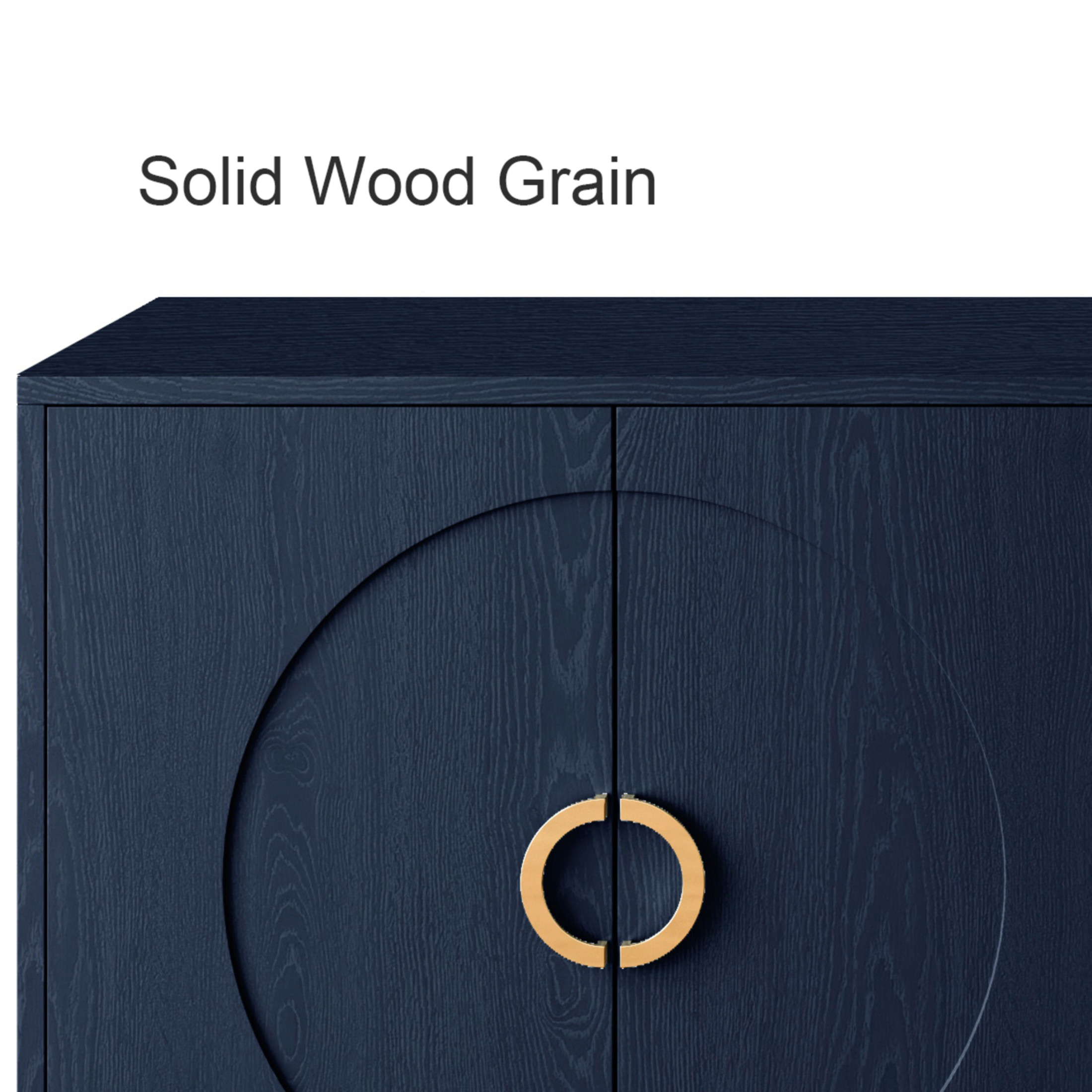 Noble House 59.8" Modern Lacquered Sideboard, Buffet Storage Cabinet with Adjustable Shelves, Navy Blue