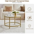 thumbnail image 5 of TYUIOP  Round Glass Coffee Table, Small Coffee Table for Living Room，Circle Coffee Tables Center Tables with Glass Top, Office & Apartment. Gold, 27.6 in, 5 of 10