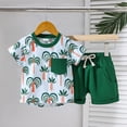 thumbnail image 2 of Fshinging Children Clothes Set Cartoon Print Summer Short Sleeve Tops And Shorts 2 Piece Set Tenue Garçon Size 4-5 Years, 2 of 7
