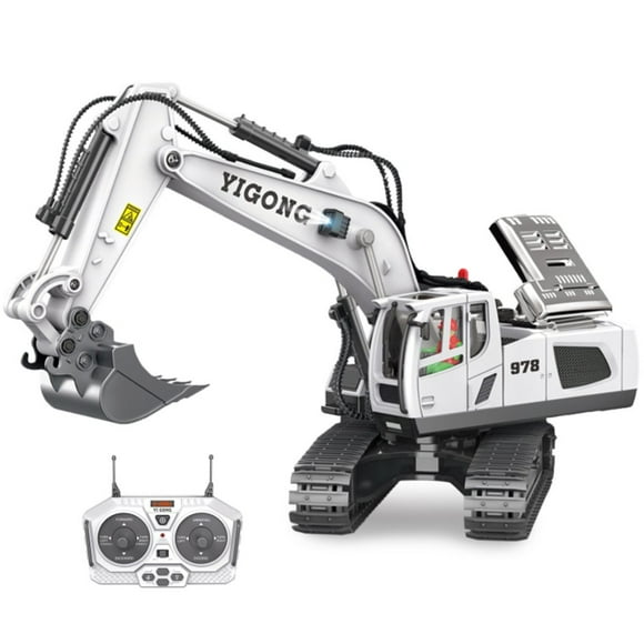 RC Excavator Toy Construction Tractor 6 Channel Truck with Lights Sounds 2.4Ghz Transmitter for Kids Toy