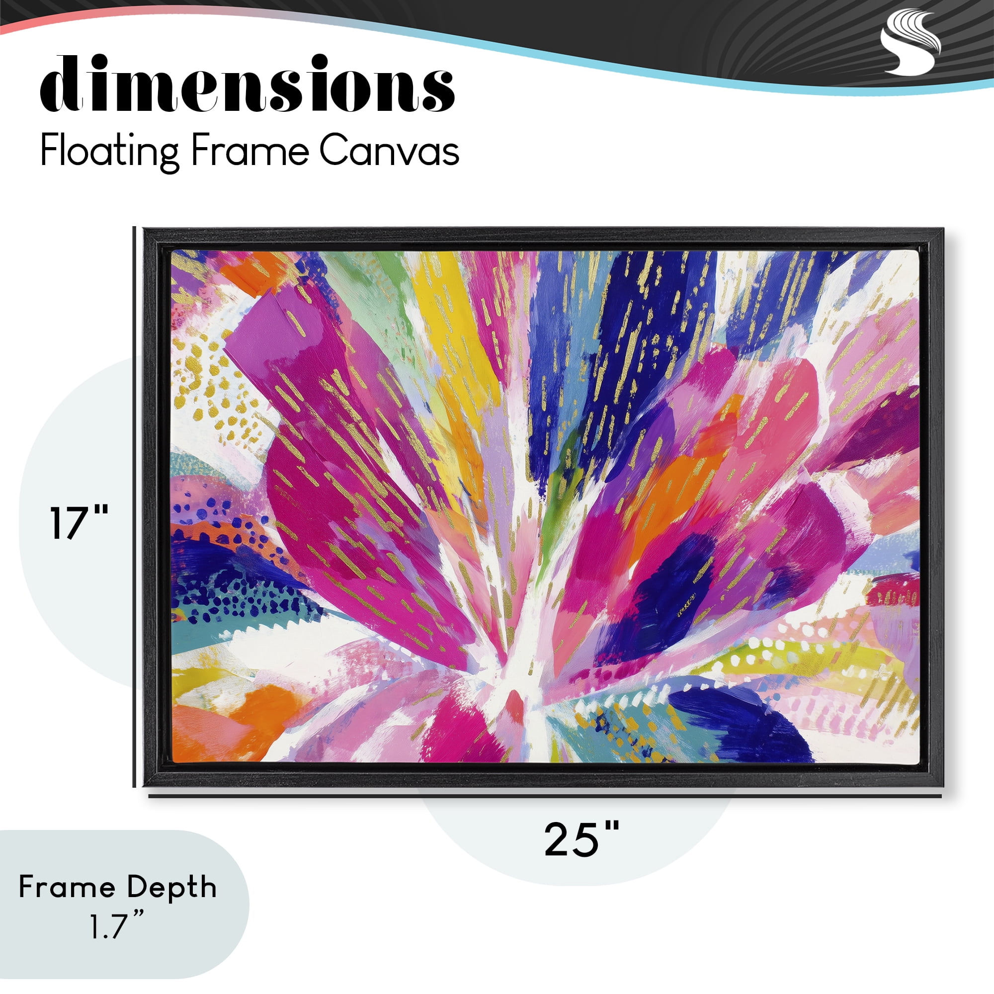 Stupell Industries Flower Burst in Vibrant Tones Black Framed Floater Canvas Wall Art, design by Chromatic Storm Studio