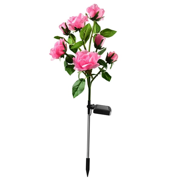 LED Solar Rose Lights Lámpara de césped Lámpara de estaca Patio Patio cabezas Baoblaze Luz de estaca decorativa
