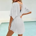 thumbnail image 6 of Swimsuit Cover Ups Dress for Women Chiffion Summer Beach Cover Up Sheer V-Neck Bikini Coverup White XL(XL), 6 of 7