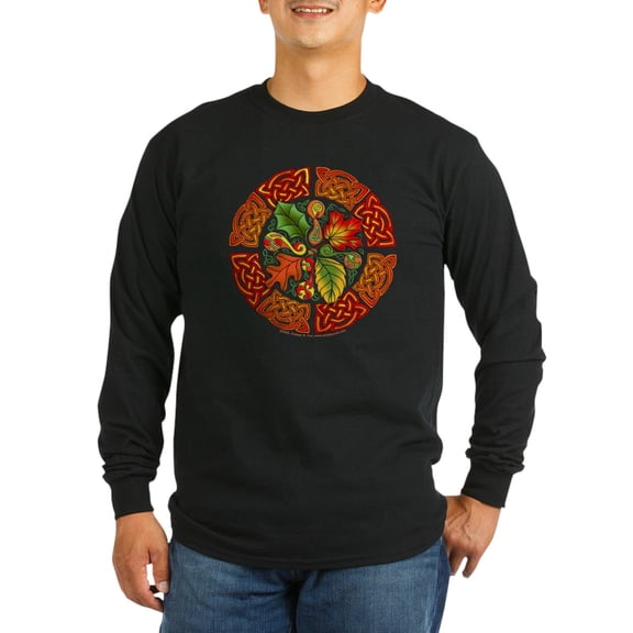 CafePress - Celtic Autumn Leaves Long Sleeve Dark T Shirt - Long Sleeve Dark T-Shirt