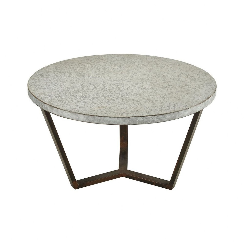 Round End/Side Table in Bronze/Galvanized Steel finish with Frame Base