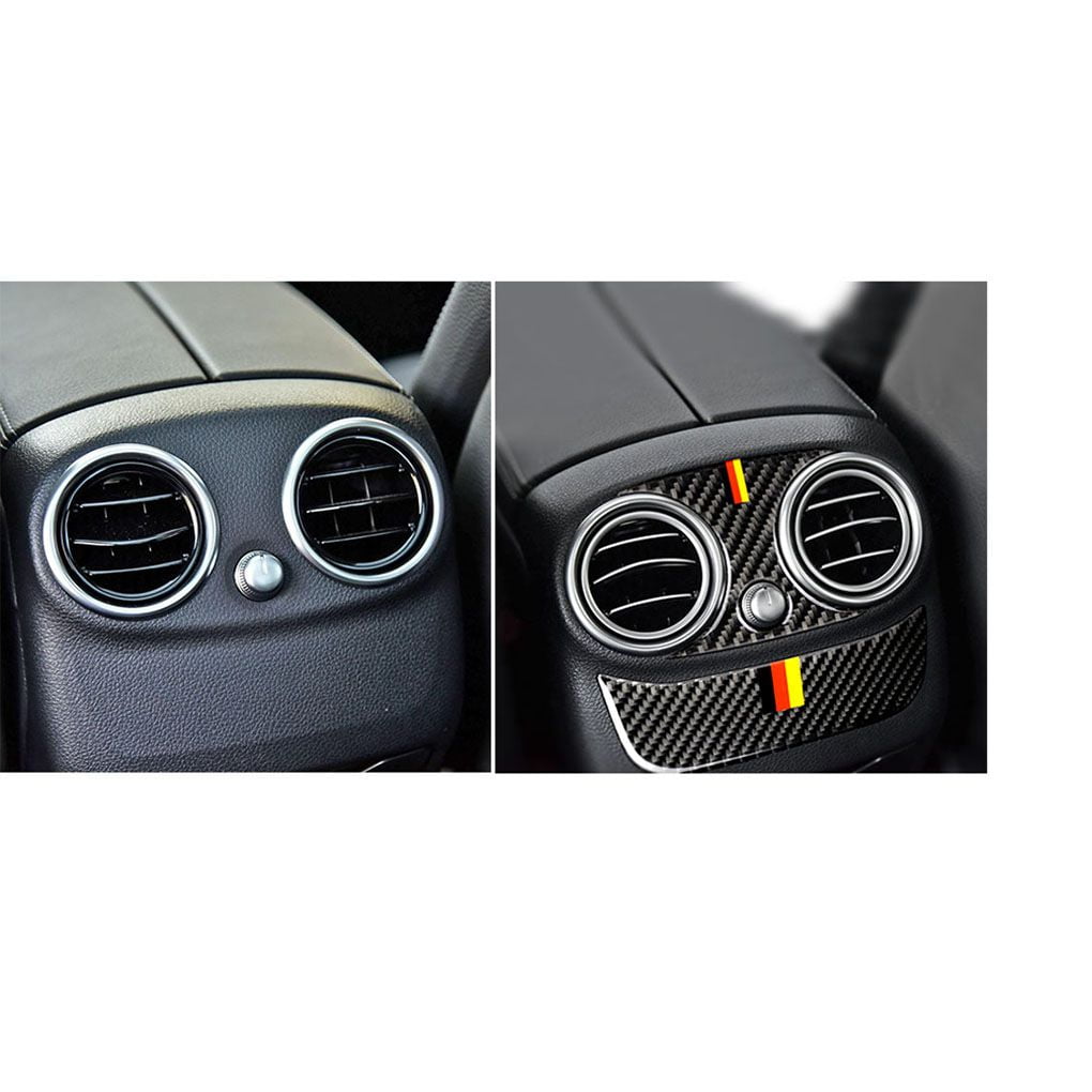 Minzhi Carbon Fiber Rear Air Conditioner Outlet Panel Bezel Cover Trim Replacement for Mercedes C Class W205 C180 C200 GLC 