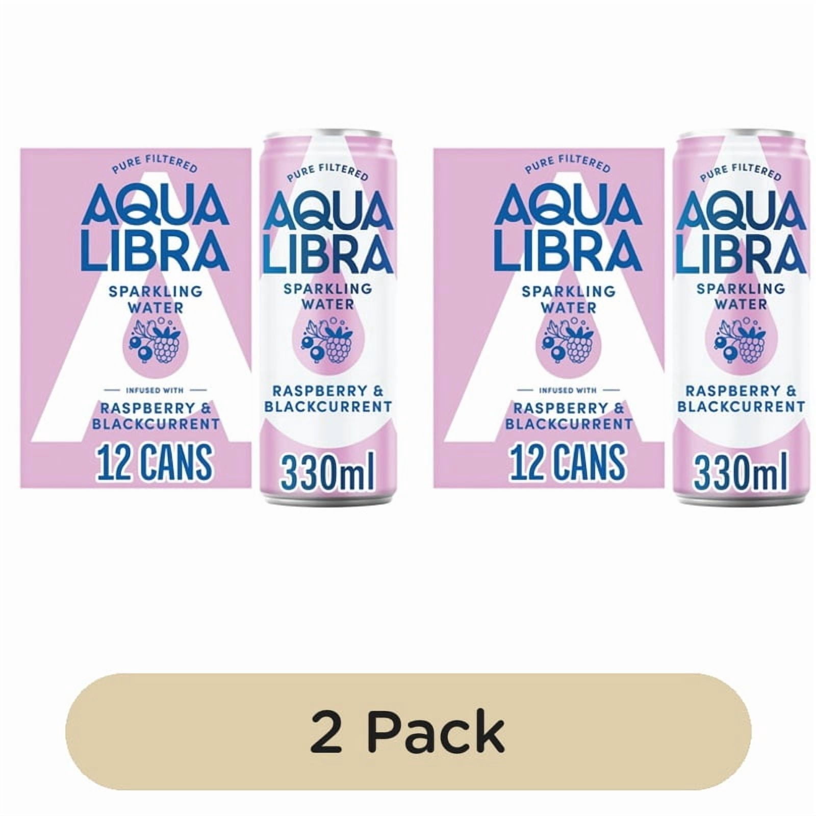 Aqua Libra Raspberry and Blackcurrant Infused Sparkling Water 12 x 330ml, British Import (Pack of 2)