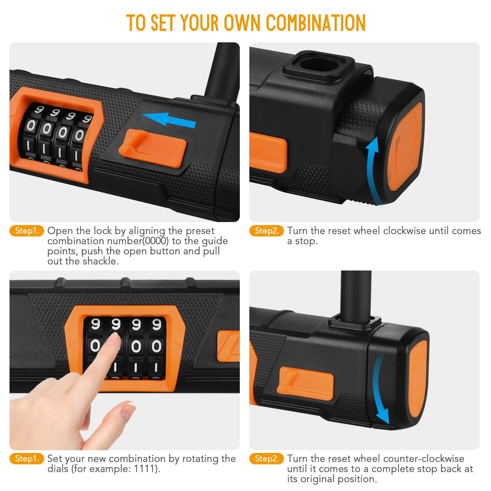 Heavy Duty Bicycle U Lock Anti-Theft Combination Lock