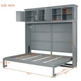 thumbnail image 5 of Wooden Murphy Bed Wall Bed with Top Cabinets Grey - Queen, 5 of 5