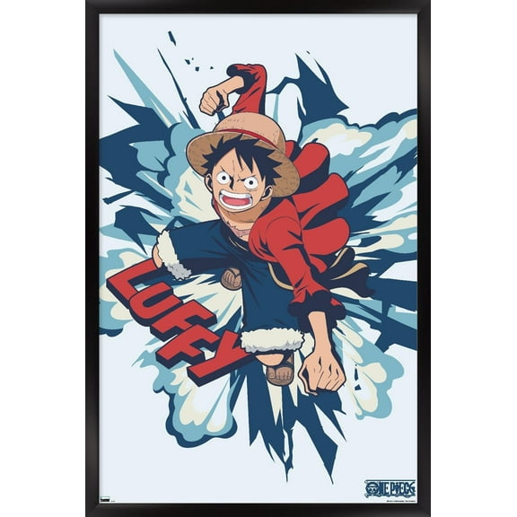 One Piece: Fishman Island - Luffy Punch Wall Poster, 14.725" x 22.375" Framed