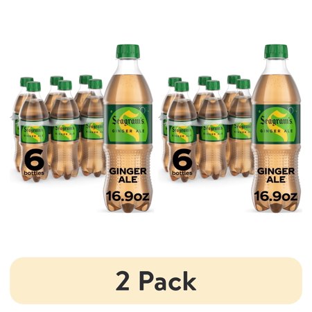(2 pack) Seagram's Ginger Ale Soda Pop Bottles, 16.9 fl oz, 6 Pack