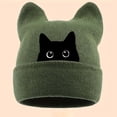 thumbnail image 5 of Cat Embroidered Cute Warm Knit Hat with Cat Ears Winter Slouchy Beanie, 5 of 5