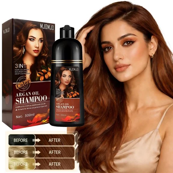 500ml Argan oil hair dye, Chestnut Brown Instant Gray Hair Coverage in Minutes, Long-lasting Hair Color Shampoo Para Canas Mujer, Easy & Quick to Use for Men Women ,Halloween & Christmas