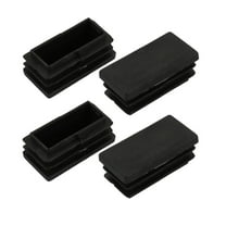 Unique Bargains 4pcs 20mm X 40mm Pipe Tube Insert Chair Leg Cap Square Black Plastic Tubing Plug