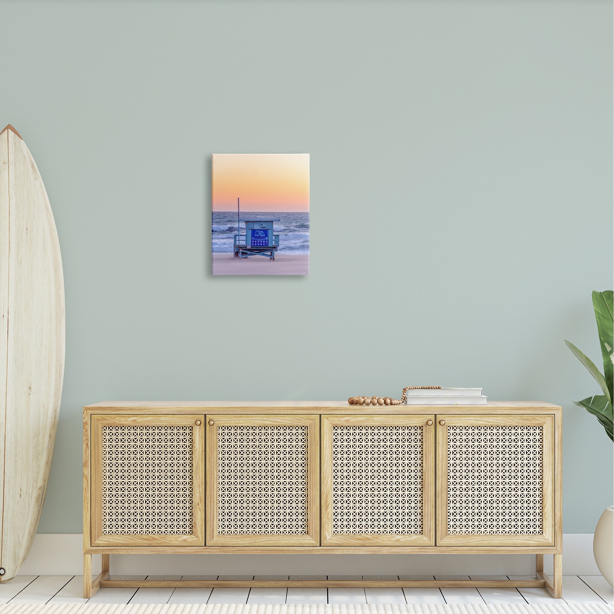 Stupell Industries Tranquil Orange Sunset Beach Hut Ocean Shore Photograph Gallery Wrapped Canvas Print Wall Art, Design by Jeff Poe