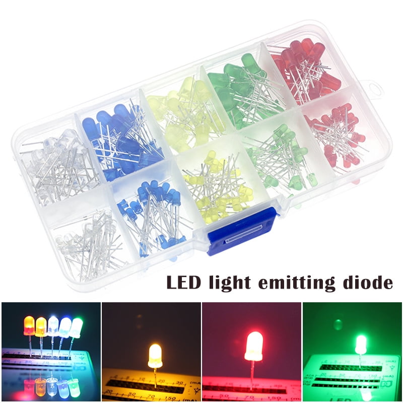 Elviray 1000 Pieces 3mm Round LED Light Emitting Diodes Component Red/Green/Yellow/White/Blue LED Bulb Lamp Light Super Bright 