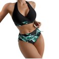 thumbnail image 2 of Gibobby Conjunto de Bikini para Mujer Traje de baño Bikini de triángulo dividido para mujer Conjunto de traje de baño de color sólido estampado(Verde,M), 2 of 5