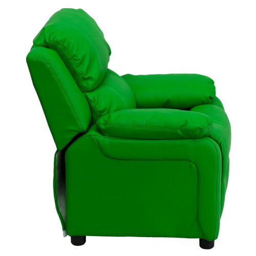 flash furniture deluxe padded contemporary green vinyl kids recliner with storage arms Walmart