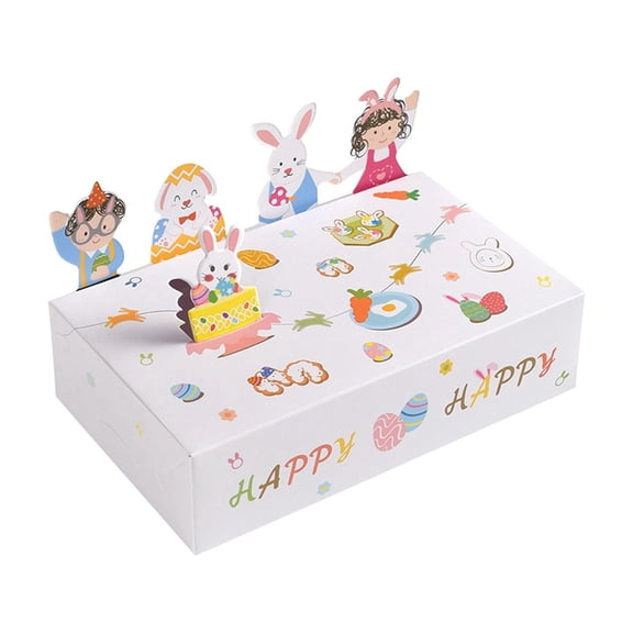OutmaxHome 5 Pack Easter Cute Party Gift Boxes Party Supplies Folding Gift Paper Box