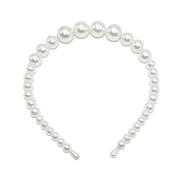 Diadema de perlas Qarigey Bandas para la cabeza Chic Regalos del Día de San Valentín Blanco
