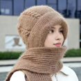thumbnail image 3 of Beanie Hat Scarf for Women Integrated Ear Windproof Cap Scarf 2 in 1 Scarf Ear Guard Hat Thick Winter Knitted Hat, 3 of 5