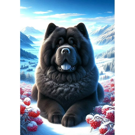 Chow Black - Best of Breed DCR Winter Berries Garden Flag 12" x 17"