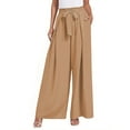 thumbnail image 3 of Fantaslook Womens Wide Leg Lounge Pants with Pockets High Waisted Adjustable Tie Knot Loose Casual Trousers Dress Work Pants, 3 of 9