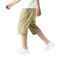 thumbnail image 2 of LYMAYTER Kids Summer Cotton Shorts for Boys Casual Solid Color Jogger Pants Sport Cargo Shorts with Pockets 8-15T, 2 of 11