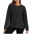 thumbnail image 2 of Qulqfy Pullover Sweatshirts for Women Oversized Fall 2025 Black High-Low Shirts Women Long Sleeve Tops L, 2 of 8