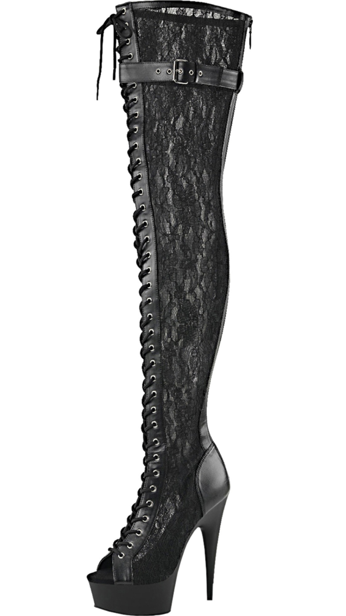 thigh high leather lace up boots
