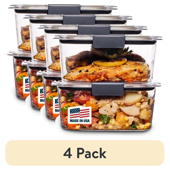 (4 pack) Rubbermaid Brilliance 4.7 Cup Medium Stain-Proof Food Storage Container, Set of 2