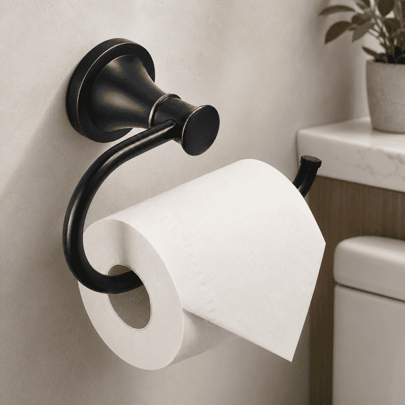Oil Rubbed Bronze Toilet Paper Holder, Wall-Mounted Stainless Steel Toilet Roll Hanger with Zinc Alloy Base, Rust-Resistant Bathroom Tissue Holder with Concealed Mounting Hardware