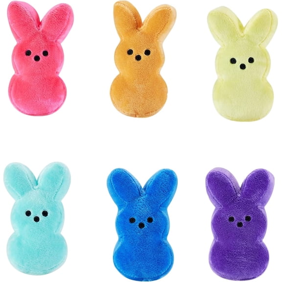 Easter Bunny Plush Toys Cute Peep Rabbit Stuffed Animal 6inches Stuffed Bunny Plushies Home Decor Party Supplies Gift for Kids