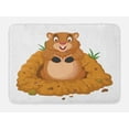 thumbnail image 1 of Groundhog Day Collection Bath Mat, Cartoon Scene of Marmot Looking out of an Earth Hole, Plush Bathroom Decor Mat with Non Slip Backing, 29.5" X 17.5", Ginger Amber and Peach, by Ambesonne, 1 of 2