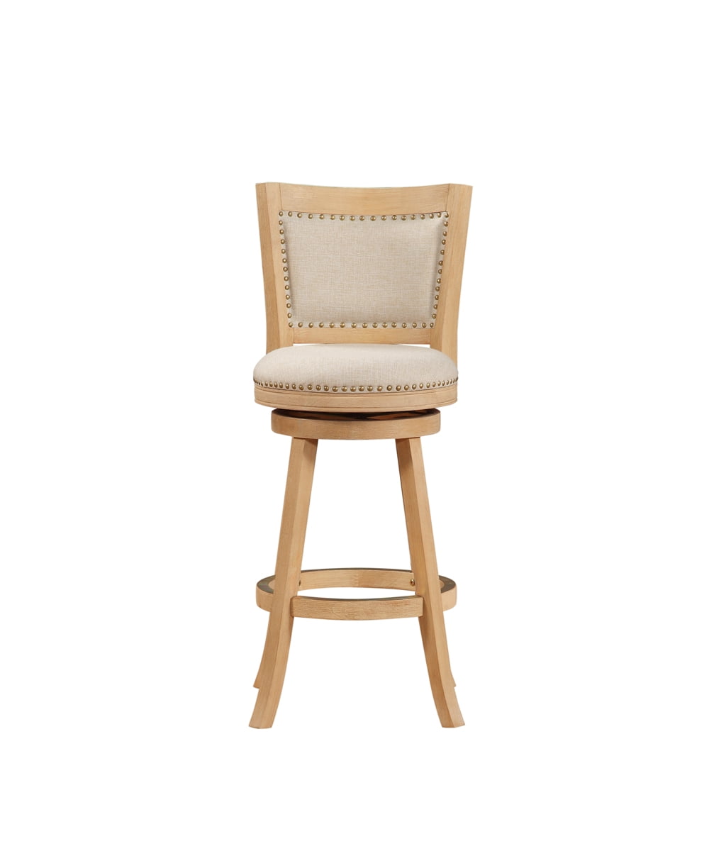 Boraam Melrose Bar Height Swivel Wood Kitchen Bar Stool, Cream Wire-Brush Finish