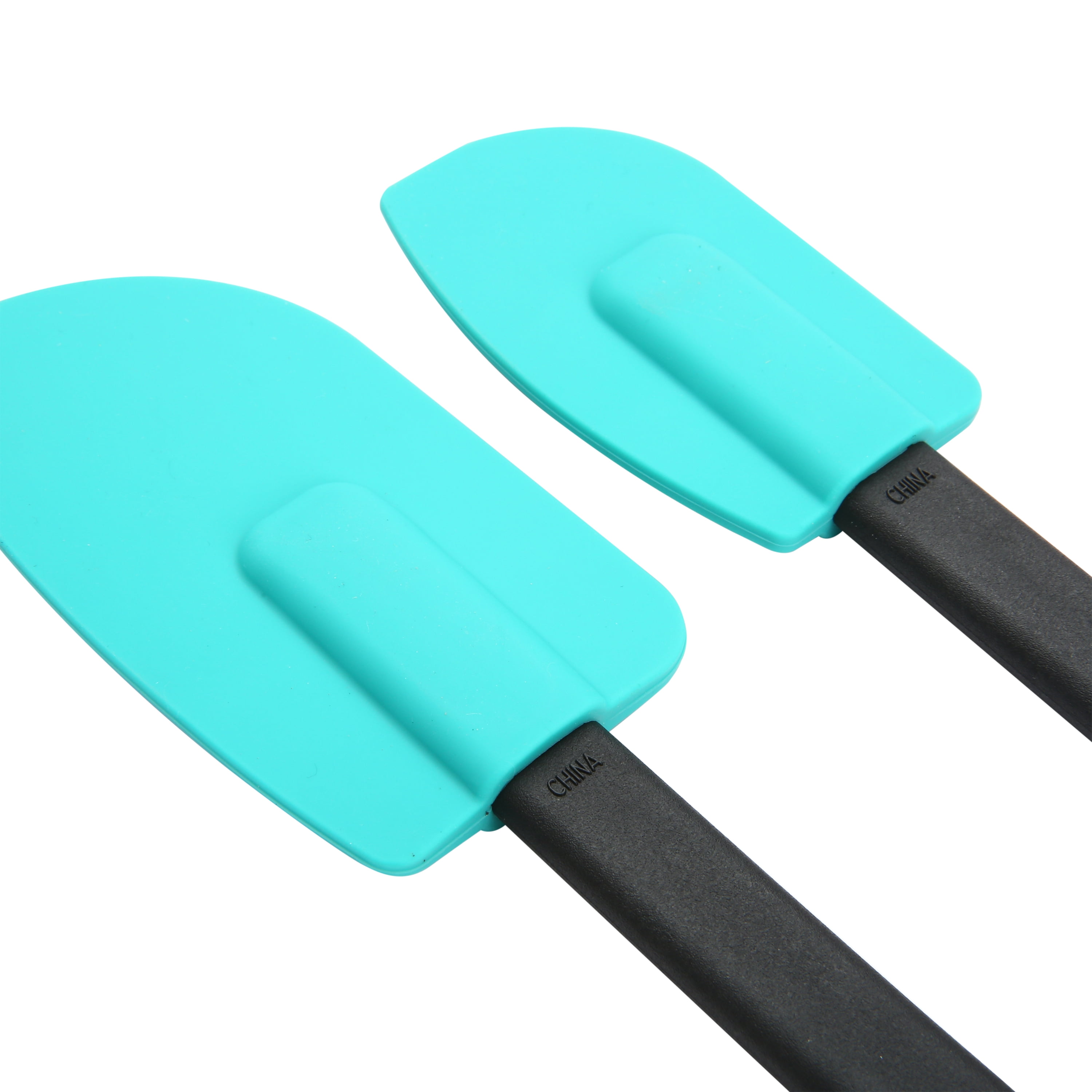 Mainstays Colorful Silicone Spatulas Set 4 with Wooden Handles, Red,  Silver, Green and Blue Color