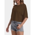thumbnail image 3 of Women's Comfy Basic Workout Gym Short Sleeve Crop Tops Casual Loose Oversized T-Shirts, 3 of 6