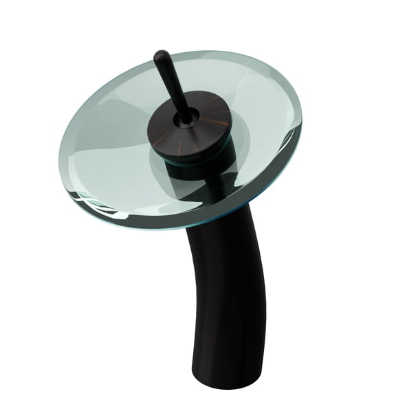 Novatto GF-001ORB-C Falls Bathroom Vessel Faucet, Oil-Rubbed Bronze with Clear Glass Disc