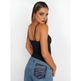 thumbnail image 5 of Womens Adjustable Camisole Sleeveless Square Neck Spaghetti Strap Tank Tops Basic Shirt Black XL, 5 of 9