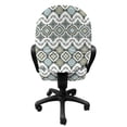thumbnail image 3 of Ethnic Office Chair Slipcover, Geometric Pattern with Fractal Square Shapes Line Culture Art, Protective Stretch Decorative Fabric Cover, Standard Size, Sage Green Seafoam, by Ambesonne, 3 of 5