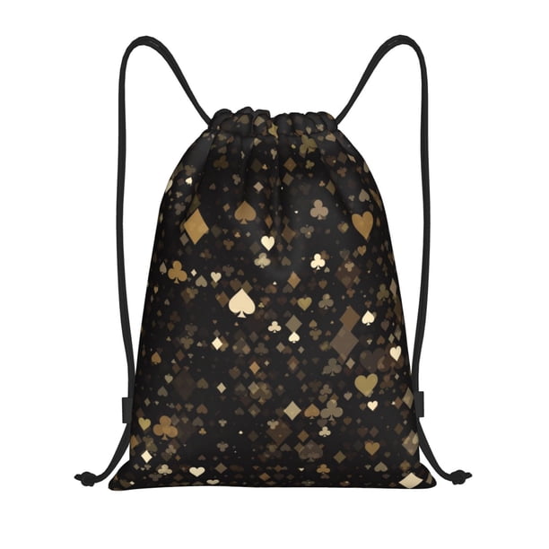Fotbe Casino Bolsa Mochila con Cordón Estampada, Bolsa de Gimnasio Deportiva, Bolsa Cinch, Bolsa con Cordón para Hombres y Mujeres-Small