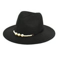 thumbnail image 2 of BODOAO Straw Hats for Men Mens Derby Hat Trilby Fedora Hat Classic Beach Hat to pper Bucket Hat Packable Knit Fedora Hat Foldable Sun Cap Wide Brim Fedora Resort Style Summer Beach Style Black, 2 of 3