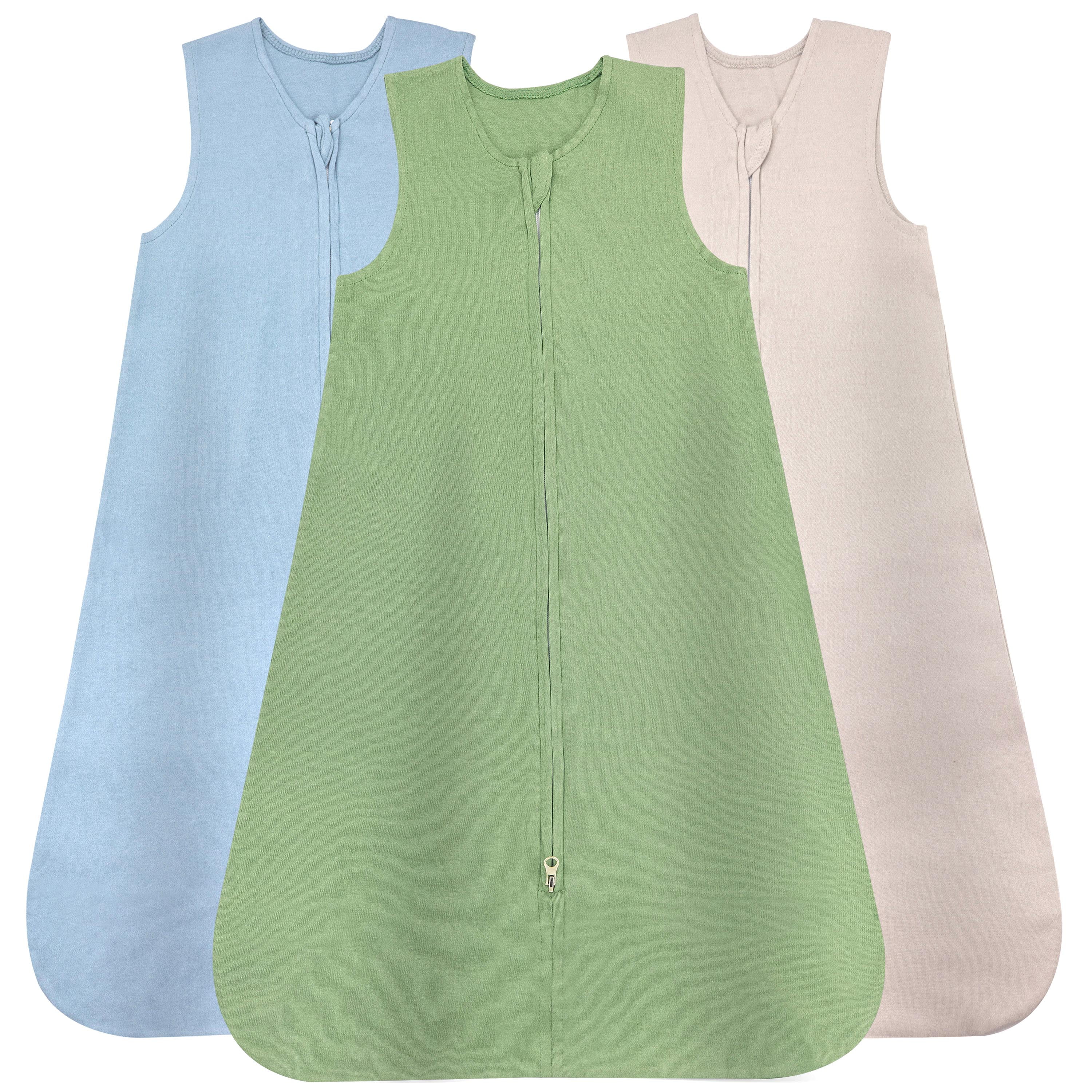 Bublo Baby Baby Wearable Blanket, Cotton Sleep Sacks for 6-12 Months, 3 Pack Unisex Sleeping Bag Sack, Medium Size, 2-Way Zipper, 0.5 Tog Breathable Cotton - Solid Grey