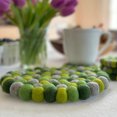 thumbnail image 2 of Hand Crafted Felt Ball Trivets from Nepal Round Chakra, Greens, 2 of 3