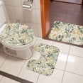 thumbnail image 4 of Sage Green Yellow Botanical Bath Mat 3 Piece Bathroom Rug Set, Spring Summer Vintage Non Slip Bath Rug Contour Mat and Toilet Lid Cover, Absorbent Shower Mats Soft Bath Rugs and Mats Sets, 4 of 8