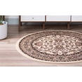 thumbnail image 2 of 3.25' Ivory and Tan Brown Floral Round Area Throw Rug, 2 of 3
